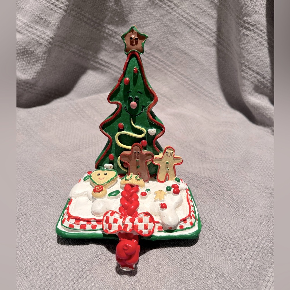 Nostalgic Christmas Polymer Clay Stocking Holder - Christmas Tree Cookie